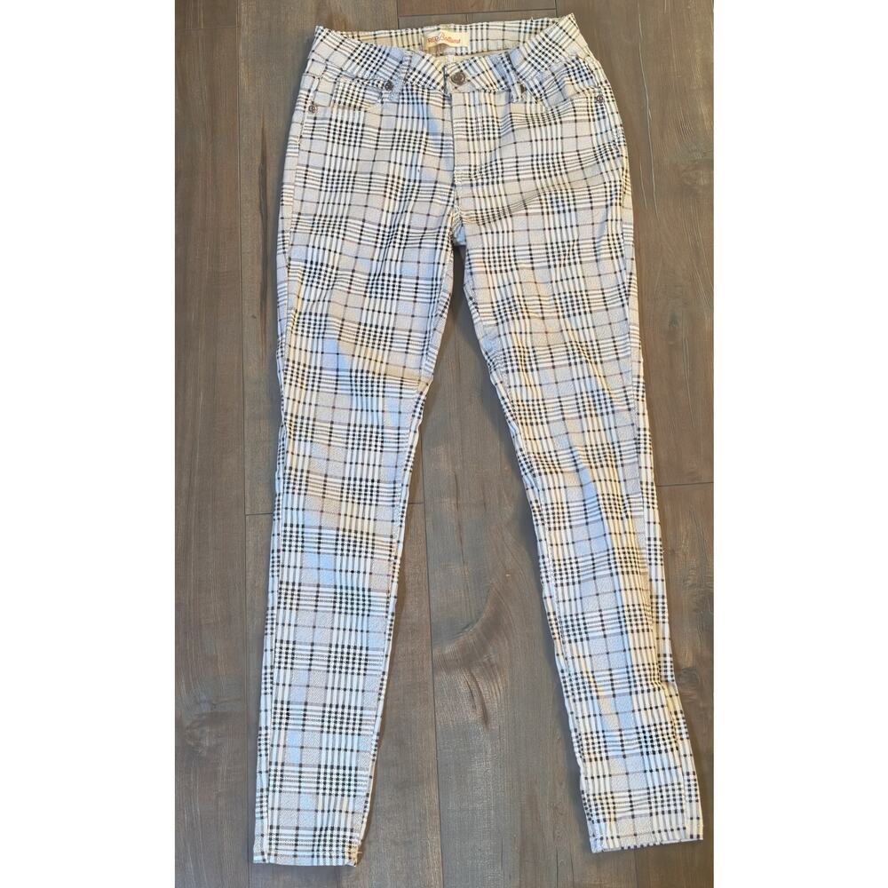Red Bottoms Plaid Pants Women’s Size S Black White Skinny Stretch Streetwear Y2K